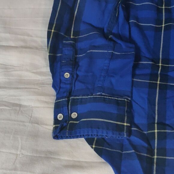 Stylus‎ Blue Plaid Cotton Long Sleeve Shirt - Picture 6 of 7